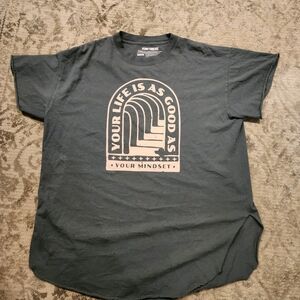 Pebby Forevee "Your Life Is As Good As Your Mind Set" Side Slit T Womens XL Teal